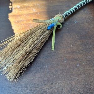 Handcrafted Decorative 16” witch broom  with pendant attached- Great for display